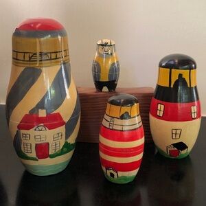 VINTAGE Nautical Lighthouses/Sea Captain Keeper Russian Nesting Matryoshka Dolls